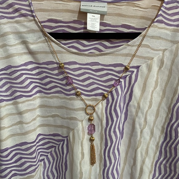 Alfred Dunner Women's Garden Party Spliced Stripe Texture Top size PXL - Picture 2 of 12